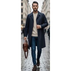 Vintage London Fog Towne Trench Coat Blue Removable Liner Men's‎ 40